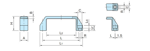 AGE/AGSE/AGS-AE/AGS-PP (Front Mounting) outline drawing *AGS180 and AGS180PP handles have long mounting holes.