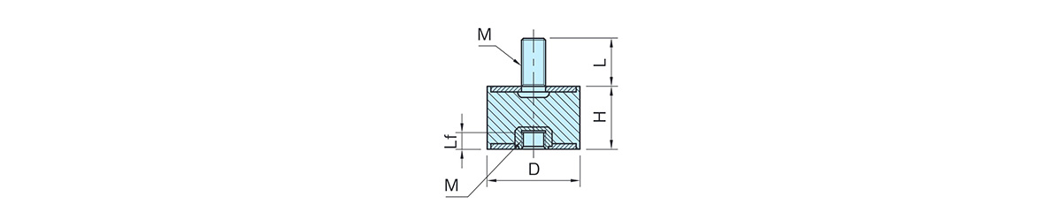 Rubber Vibration Damper (Stud/Tapped) outline drawing