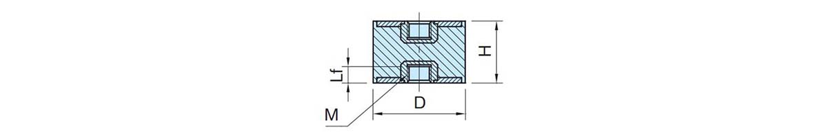 Rubber Vibration Damper (Tapped/Tapped) outline drawing