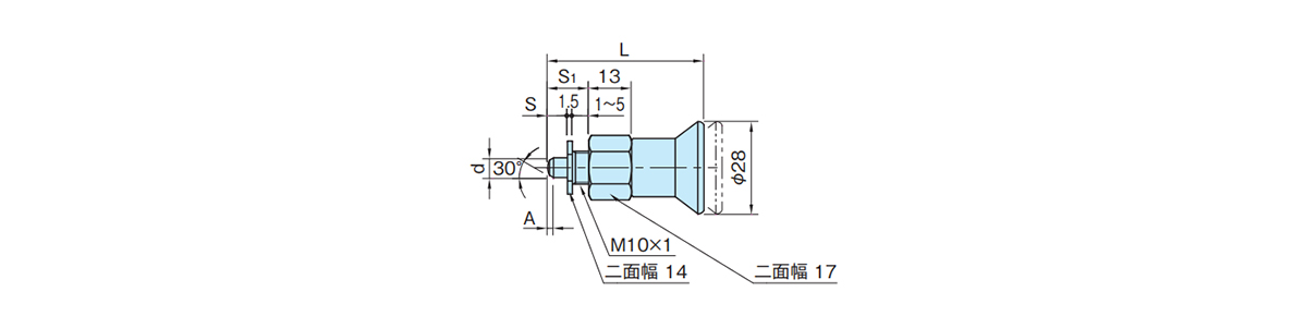 Dimensional drawing of Index Plunger (Thin Plate Type) TWDXN