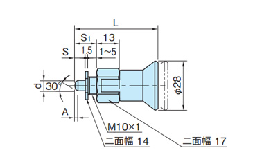 Dimensional drawing of index plunger