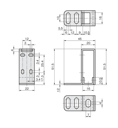 Sensor Bracket Single Plate Full Guard for Aluminum Extrusion (Flat Mounting) Type Drawing