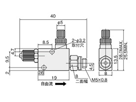 Dimensional drawing of TSC-US-BF