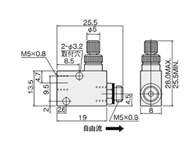 Dimensional drawing of TSC-F