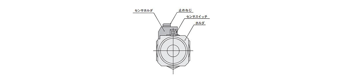 Sensor holder, set screw, sensor switch, holder When the set screw is loosened, the sensor switch can move freely in the axial direction. The tightening torque of the set screw should be 19.6 N⋅cm or less.