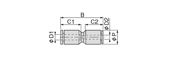 Dimensional drawing of USD series reducing union