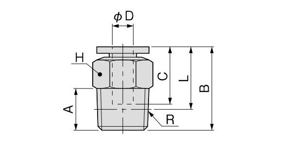 Dimensional drawing of SUS303-TS