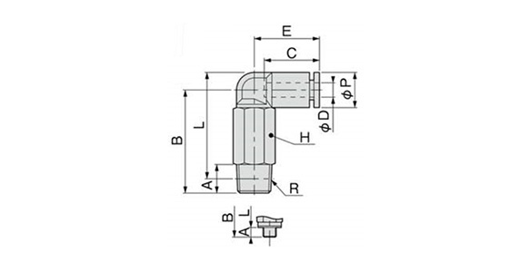 Dimensional drawing of TLL (Metric thread type)