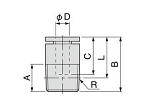 Dimensional drawing of TSH series hex socket head straight