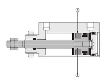 Name of each part of double acting type (Sensor cylinder)