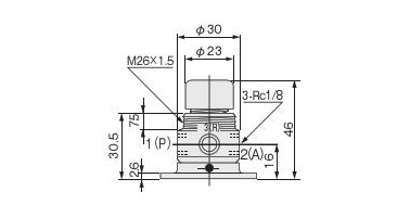 Dimensional drawing of 125P