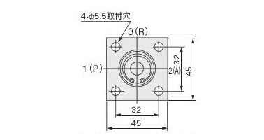 Dimensional drawing of 125HO * At the normally opening mode, discharge port 3 (R) is on the opposite side. Notes: If you press the button and turn it approx. 45 degrees, the valve will be locked while being switched. If you turn it in the opposite direction, the lock will be released and it will return by the spring.