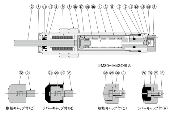 Adjustable linear orifice shock absorber KSHP series M10 to M42 sizes