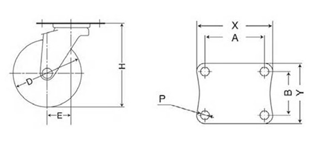 General caster STC series swivel drawing 1