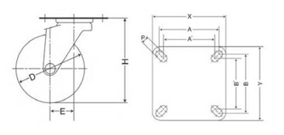 General caster STC series swivel drawing 3