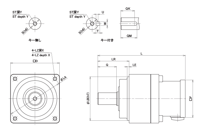 Servo motor dedicated, speed reducer, Able speed reducer, VRXF series (direct type) drawing