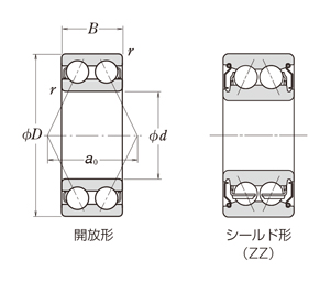 Single-Row / Double-Row Angular Ball Bearings drawing 2