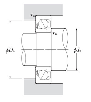 Angular ball bearing, drawing