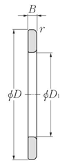 Thrust roller bearing, GS type bearing ring, drawing