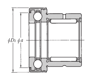 Needle roller bearing with thrust ball bearing, drawing 2