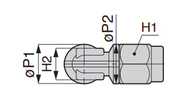 Dimensional drawing of All Brass Compression Fitting - Elbow