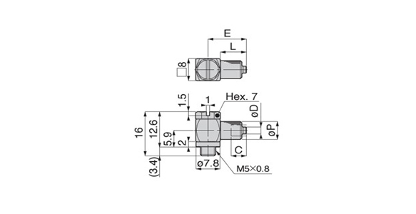 Dimensional drawing of Minimal Fitting - Compression Single Banjo