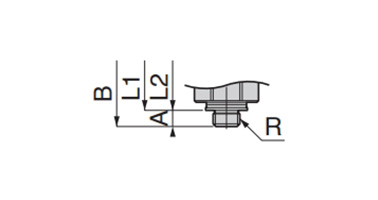 Elbow (without cover) dimensional drawing (metric thread)