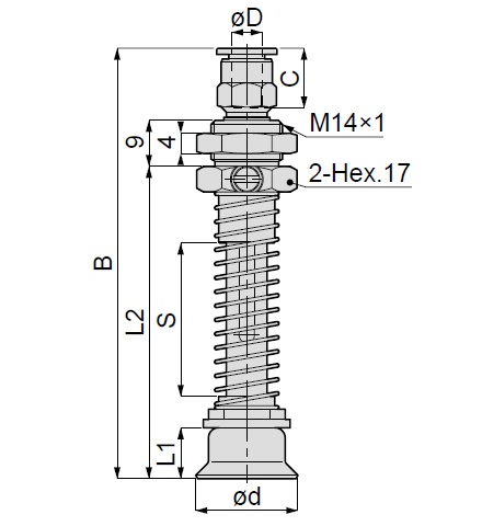 Long Stroke Standard Type VPC One-Touch Fitting Type without Cover 