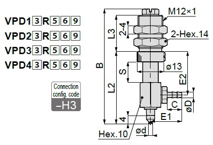 Long Stroke, Standard Type, VPD, Barb Fitting Type, with Cover 