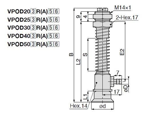 Long Stroke Standard Type VPD Barb Fitting Type without Cover 