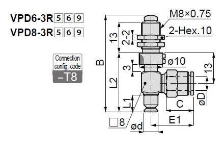 Long Stroke Standard Type VPD One-Touch Fitting with Cover 