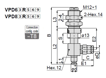 Long Stroke Standard Type VPD One-Touch Fitting with Cover 