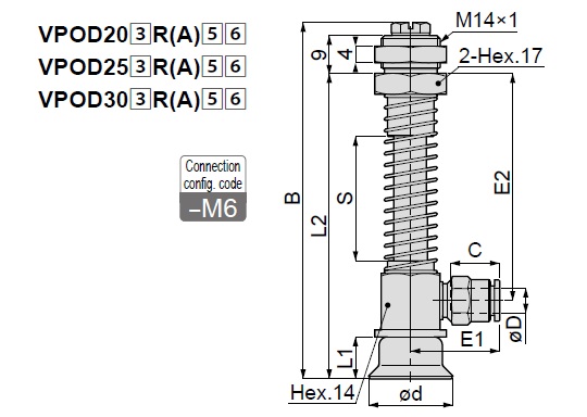 Long Stroke Standard Type VPD One-Touch Fitting Type without Cover 