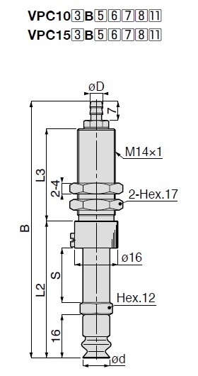 Long Stroke Bellows Type VPC Barb Fitting Type with Cover 