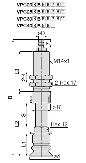 Long Stroke Bellows Type VPC Barb Fitting Type with Cover 