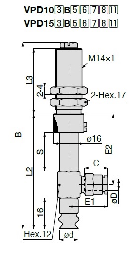 Long Stroke Bellows Type VPD One-Touch Fitting Type with Cover 