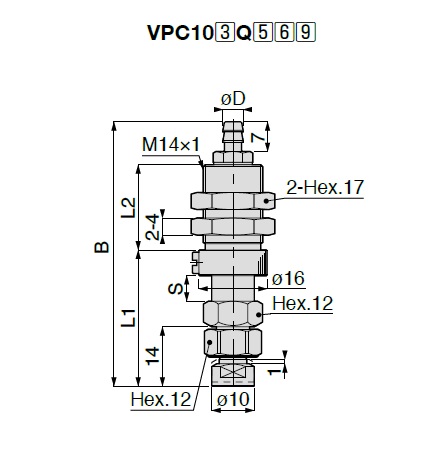 Long Stroke Suction Mark Prevention Type VPC Barb Fitting Type with Cover 