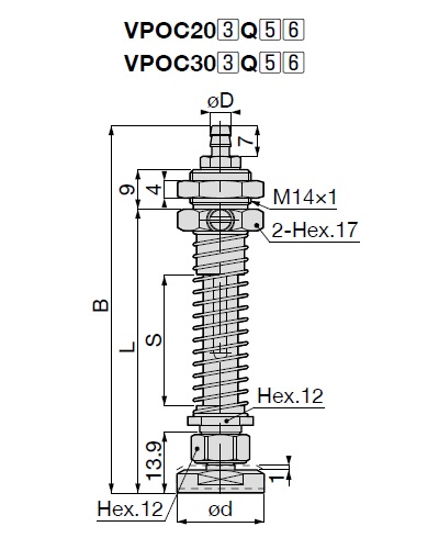 Barb Fitting Type Long Stroke Suction Mark Prevention Type VPC without Cover 