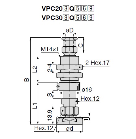 Long Stroke, Attachment Mark Preventing Type, VPC, One Touch Fitting Type, with Cover 