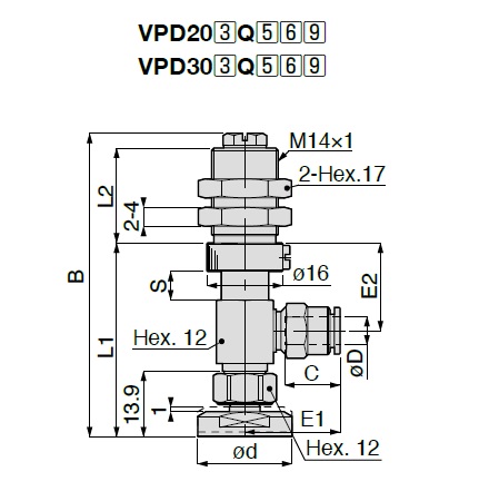 One-Touch Fitting Type Long Stroke Suction Mark Prevention Type VPD with Cover 