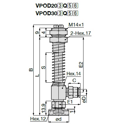 One Touch Fitting Type Long Stroke Suction Mark Prevention Type VPD without Cover 