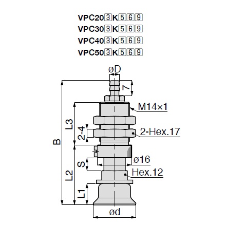 Long Stroke Slip Resistance Type VPC Barb Fittings Type with Cover 