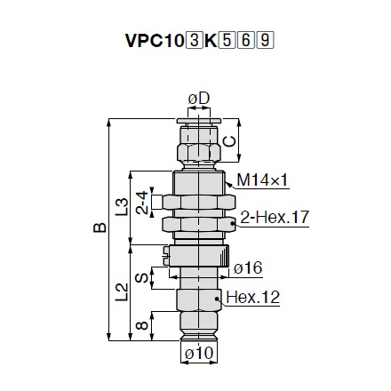 Long Stroke Slip Resistance Type VPC One-Touch Fitting with Cover 