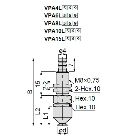 Vacuum Pad, Soft Type, VPA, Barb Fitting Type 