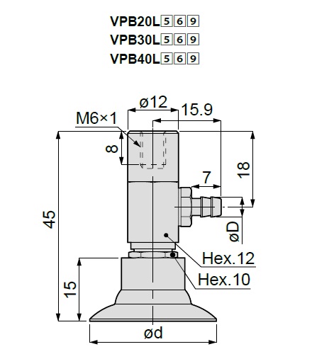 Vacuum Pad Soft Type VPB Barb Fittings 