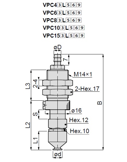 Vacuum Pad, Soft Type, VPC, Barb Fitting Type 