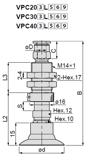 Vacuum Pad, Soft Type, VPC, One Touch Fitting Type 