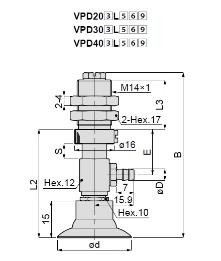 Vacuum Pad, Soft Type, VPD, Barb Fitting Type 