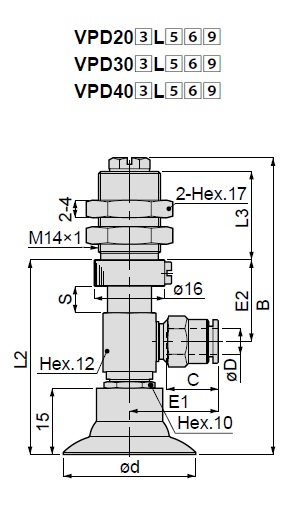 Vacuum Pad, Soft Type, VPD, One Touch Fitting Type 