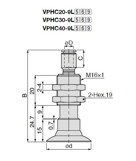 Vacuum Pad, Soft Type, VPHC, One Touch Fitting Type 